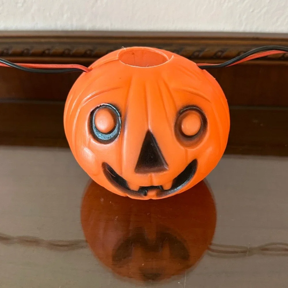 Vtg Peerless Halloween Blow Mold Pumpkin String Light Covers Jack-O-Lantern